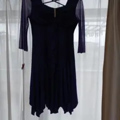 紫色 フリル付き社交ダンスドレス