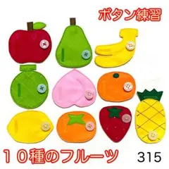 １０種のフルーツ・３１５☆ボタン練習知育玩具☆ボタンつなぎ