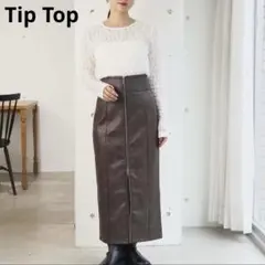美品　Tip Top　シアーフリルレースクルーネックロンT　F　ホワイト