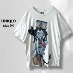 ユニクロ Tシャツ ホワイト アートプリント ゆったりシルエット s6139
