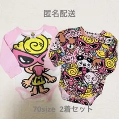 ヒスミニ　テディ　総柄ロンパース　ピンク　ヒステリックミニ　ロンパース　70