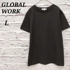 グローバルワーク 【L】 半袖Tシャツ クルーネック コットン混 ブラック