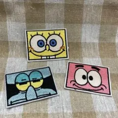 スポンジボブ 刺繍 ワッペン 3枚セット