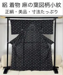 絽　小紋　着物　正絹　美品　麻の葉柄　可愛い　寸法たっぷり　これからの時期に！のサムネイル