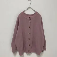 【ikka/イッカ】ニットカーディガン　ピンク【M】モックネック　羽織り　前開きのサムネイル