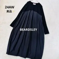 24AW ビアズリー マルワンピース コクーン 異素材ドッキング 黒 バルーン