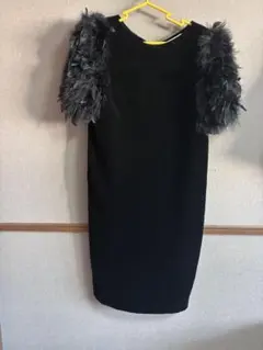 【VESTAL COLLECTION】ファー付き ベロアワンピース ドレス 9号