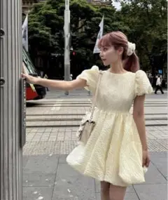 treat urself Balloon flower jacquard ワンピ