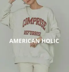 AMERICAN HOLIC バックドレープ ロゴプリント 長袖 プルオーバー