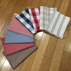 35×50センチ★コットンリネン カットクロス8枚セット★チェック柄 カントリー