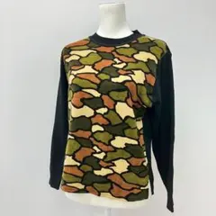 【a0119】新品 長袖セーター 総柄 カモフラージュ 唯一無二 M L