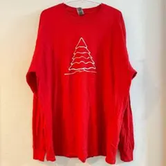 ギルダン 長袖 Tシャツ ツリー 【3L】 赤 綿 デート 普段着 クリスマスのサムネイル
