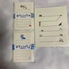 古川紙工　和紙　そえぶみ箋　金魚とねこ　朝顔とねこ　便箋　３点