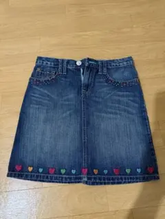 GAP デニムスカート ハート刺繍 カラフルステッチ キッズ