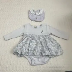 プティマイン　80cm ピーターラビット　ロンパース　スタイ付き