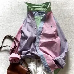 美品 ラルフローレン ギンガムチェック シャツ クレイジーパターン XL