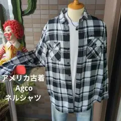 no440 アメリカ古着 Agco ネルシャツ フランネルシャツ