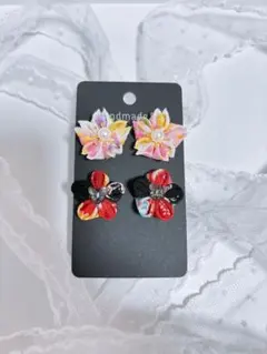 ちりめん　ピアス　つまみ細工　No.17