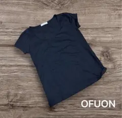 OPUON オプオン半袖カットソー ブラック無地　シンプル半袖TシャツU字ネックのサムネイル