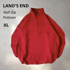 90s LANDS' END ハーフジップ アノラック プルオーバーXL 赤