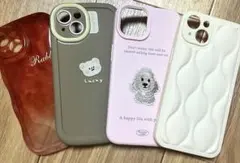 iPhone13ケース4種 淡色 ソフトシリコンカバー刺繍PUPPY犬