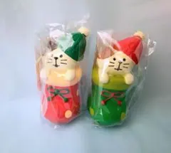 デコレコンコンブル 靴下にゃんこ 赤と緑