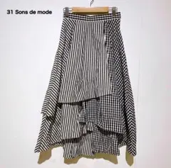 31 Sons de mode フレアスカート 36 ギンガム ストライプ