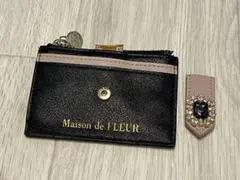 本物 メゾンドフルール コインケース 黒×薄ピンク系 カードケース小銭入れd45
