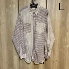 カールヘルム　切り替えチェックストライプシャツ