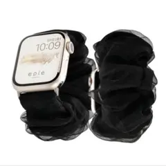 Apple Watch シュシュバンド ブラック 42/41/40/38mm兼用