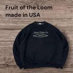 90sUSA製Fruit刺繍スウェット黒XL古着フルーツオブザルームフェードのサムネイル