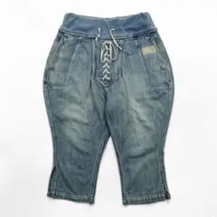 KAPITALキャピタル日本製 初期かぼちゃデニムショートパンツsize0/XS KAPITAL (キャピタル) 14ozデニム 5P ショートパンツ（ボーン刺繍）PRO