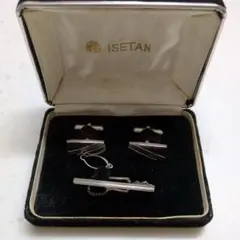 ISETAN シルバー ストライプカフリンクス