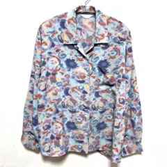 古着　個性的　日本製　マルチカラー　長袖シャツ　　 フリーサイズ　00135