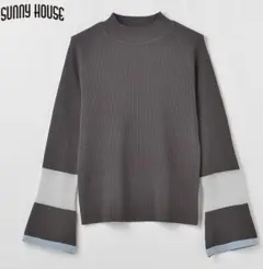 SUNNY HOUSEシアー袖切替配色ニットプルオーバー LL