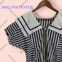 ストライプ セーラー襟 半袖ブラウス レディース サイズ38 M RHS70