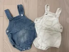 デニム・コットンオーバーオール2組セット