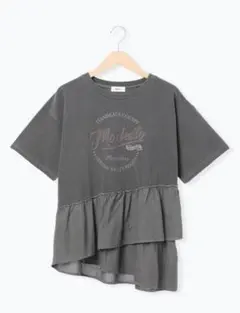 サマンサモスモス　ピグメント加工ドッキングロゴプリントTシャツ