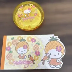 使い残り♡サンリオ ハローキティ♬パイナップルダイカットメモ＆ケース入りメモのサムネイル