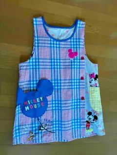 ミッキーマウス エプロン チェック柄