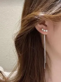 流行パールとシルバーのピアス おしゃれ 大人 韓国 人気ピアス 2wayピアス