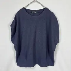 GU ジーユー フレンチスリーブ ニット トップス ネイビー Mサイズ⁠