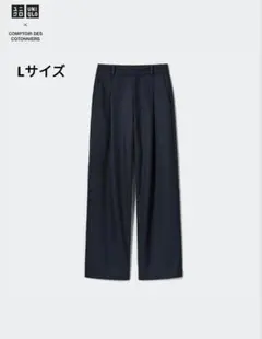 UNIQLO　ユニクロ　ブラッシュドジャージータックワイドパンツ　ネイビー　L