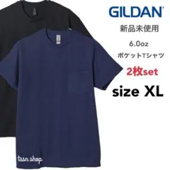 【ギルダン】新品未使用 ウルトラコットン ポケット 半袖Tシャツ 黒 紺 XL