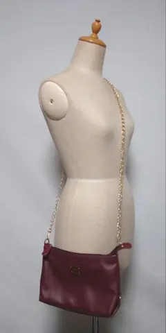 美品✨レザージュエルズ レザー チェーンショルダーバッグ ポシェット 赤系