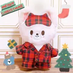 チェックパジャマセット　10cm ぬいぐるみ服