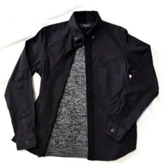 コムサイズム ボタンダウン シャツ ニット 切り替え Mサイズ ブラック