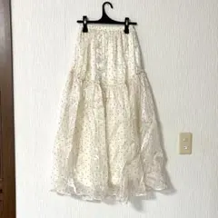 ドット柄 オーガンジーティアードスカート 新品未使用 タグつき