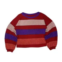 マルチカラー 薄手ニット ショート丈 ドロップショルダー M～L