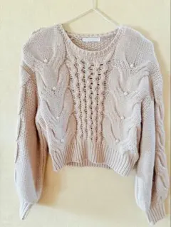 Chico ベージュ ケーブルニットセーター